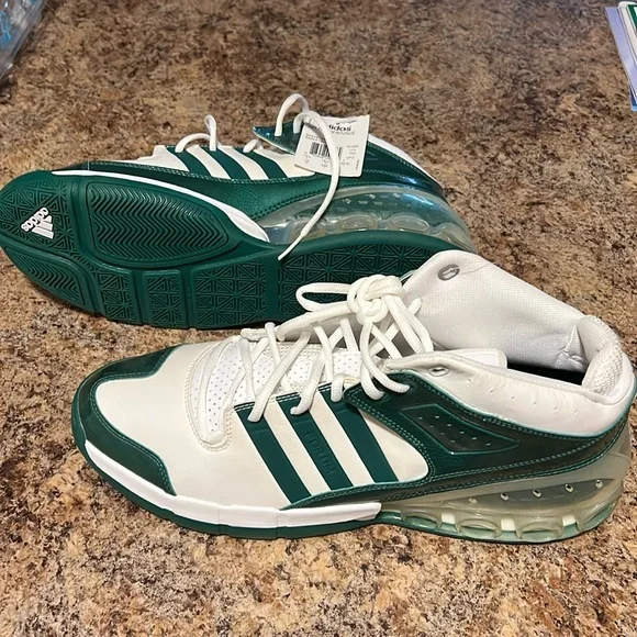 Adidas shoe size 15, color is white forest green - Picture 1 of 6